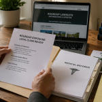 Person reviewing documents related to Roundup exposure and legal claim