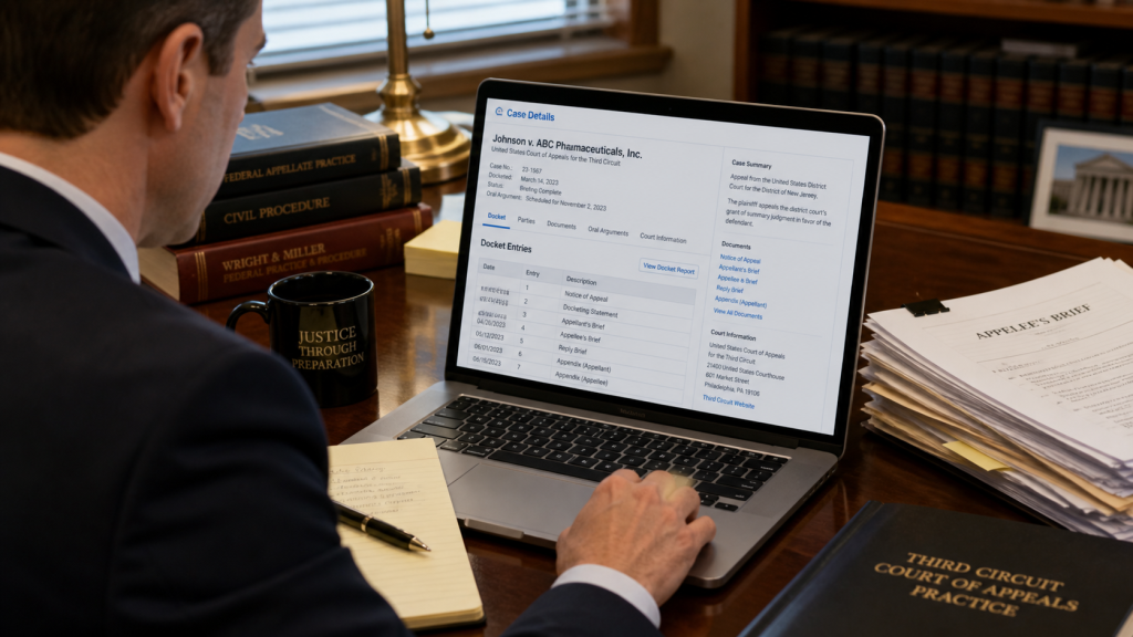Focused work at a legal desk